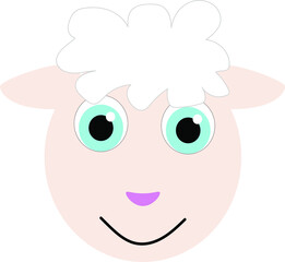 Cute baby sheep ram lamb face animal cartoon character vector logo