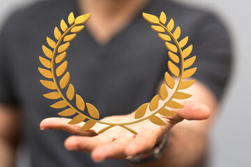 gold winner first place in hand