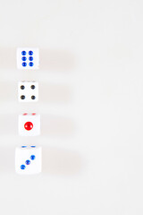 Multicolored gambling dices isolated on the white background