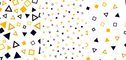 Fototapeta na wymiar Abstract geometric vector background set. Minimalist geometry icons and shapes pattern. Yellow and black figures on white wallpaper background