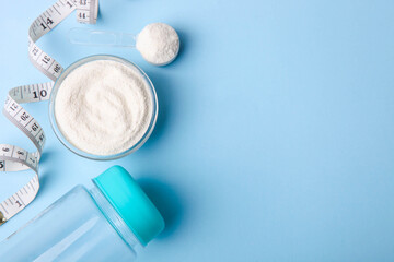 White protein powder and measuring tape