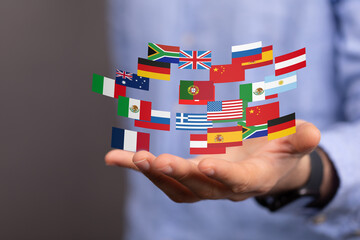 World map with all states and their flags,3d render.