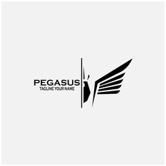 pegasus design logo vector. pegasus illustration animal design vector
