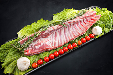 Fresh and raw meat. Whole piece of red meat ready to cook on the grill or BBQ