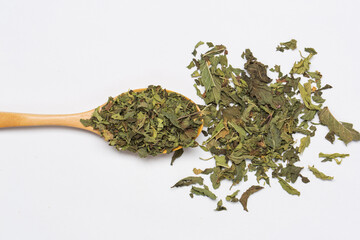 Dry mint in spoon