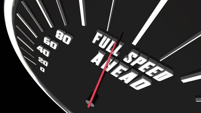 Full Speed Ahead Charging Forward Fast Quick Speedometer 3d Animation