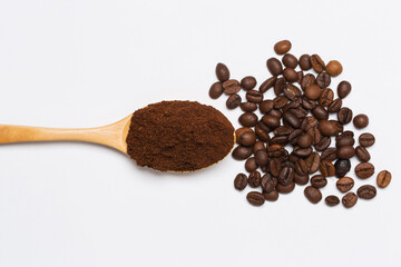 Roasted coffee beans in studio