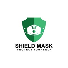 Shield Mask Protection logo Icon Design Vector