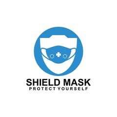 Obraz premium Shield Mask Protection logo Icon Design Vector