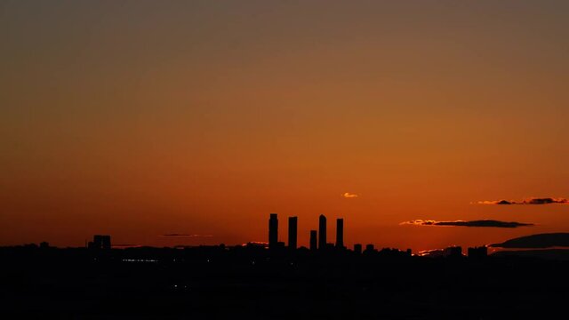 Madrid skyline sunset view in spring