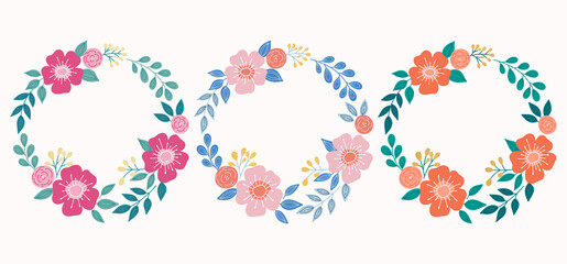 Botanical wreath with flowers and leaves