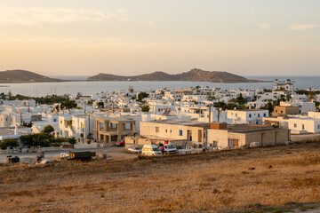 Panorama of beautiful Naoussa town on Paros island. Cyclades. Greece, Europe