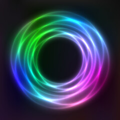 Vector background of neon geometric shapes, round frame, abstract background, wallpaper