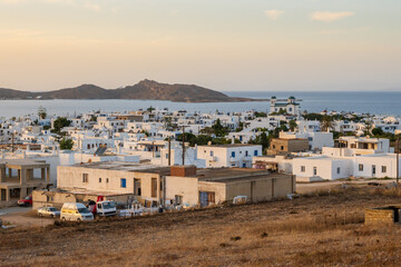 Panorama of beautiful Naoussa town on Paros island. Cyclades. Greece, Europe