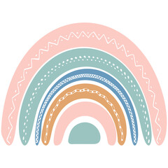 Cute rainbow in scandinavian style. Watercolor effect rainbow isolated on a white background. Modern art.