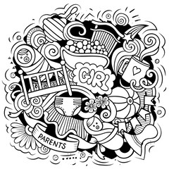 Baby cartoon doodle illustration. Funny children design.