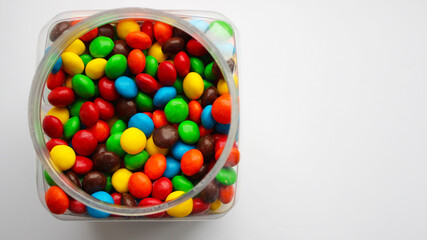 Close-up of a bunch of colorful chocolates. mm