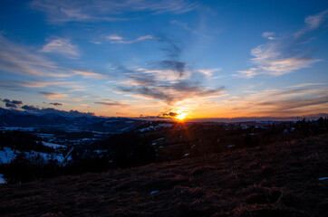 Beautiful sunset in the Tatra Mountains