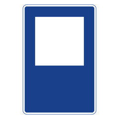 Rectangular traffic signal in blue and white, isolated on white background. Other services
