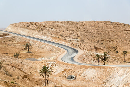 The road in the desert of Sahara, a landscape of Tunisia, Africa