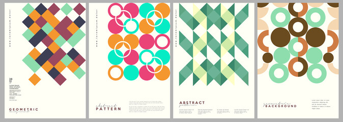 Minimalistic backgrounds. Vector geometric abstract illustrations. Vintage style. Perfect for painting, poster, billboard or cover art. A set of vector illustrations.