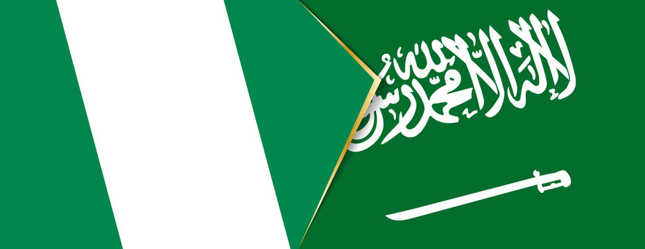 Nigeria and Saudi Arabia flags, two vector flags.