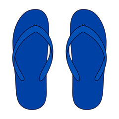 Top View Blank Blue Flip Flop Sandal Shoes Template Vector.