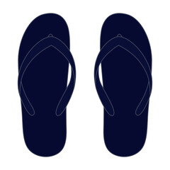 Top View Blank Navy Blue Flip Flop Sandal Shoes Template Vector.