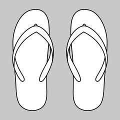Top View Blank White Flip Flop Sandal Shoes Template Vector.

