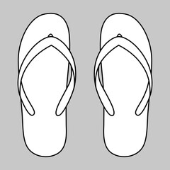 Top View Blank White Flip Flop Sandal Shoes Template on Gray Background. Vector File.