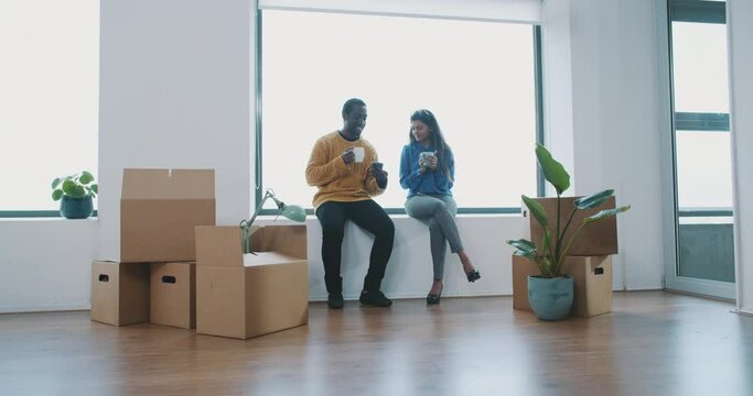 Couple in love just moved in their new apartment
