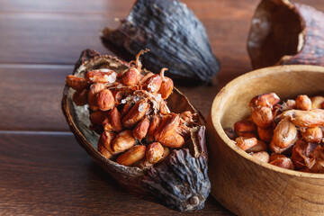 Dried cocoa pods and dried cocoa beans
