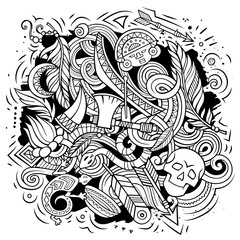 Native American cartoon vector doodle design