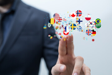 World map with all states and their flags,3d render.