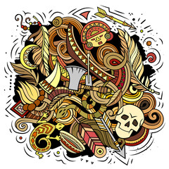 Native American cartoon vector doodle design