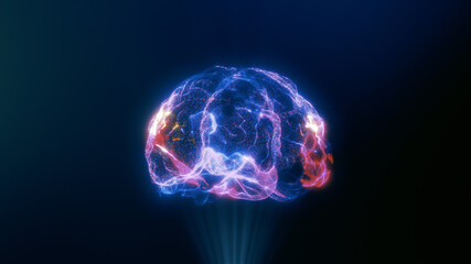 Fototapeta na wymiar Artificial intelligence 3d model. Human brain illustration. Nano technology innovation. Online lifestyle. Futuristic tech development. Human design. Computer science. Smart mind.Data base. IT business