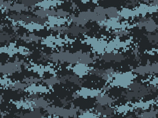 Camouflage seamless pattern. Pixel camo. Military texture. Digital background. Print on fabric on clothes. Vector illustration