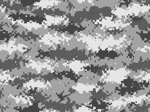 Camouflage seamless pattern gray. Pixel camo. Military texture.Endless ornament for printing on fabric. Vector illustration.
