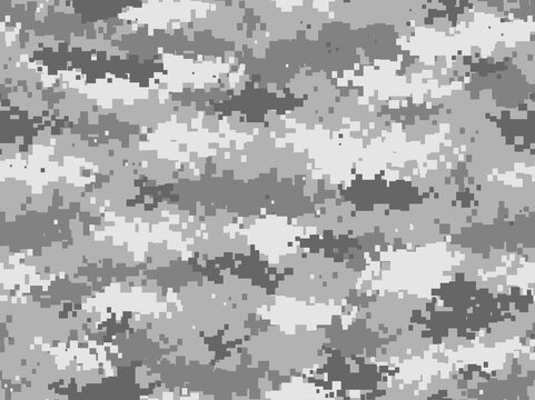Camouflage digital gray seamless pattern. Military texture. Pixel camo. Print on fabric on textiles. For hunting and fishing.Vector illustration