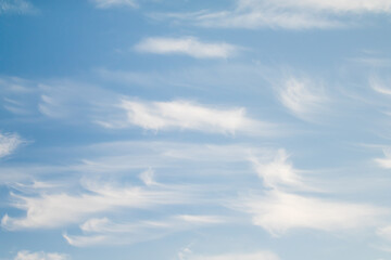 Cirrus clouds in the blue sky.