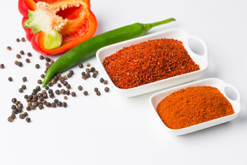 Chili pepper, paprika isolated on white