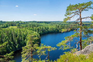 View to The Lake Sarajarvi from Rautjarven Haukkavuori, Simpele, Finland