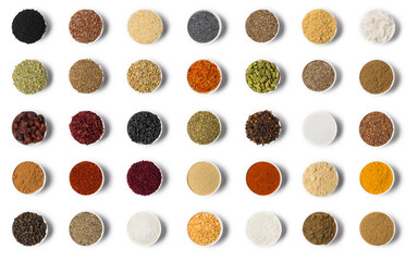 Many various spices on a table