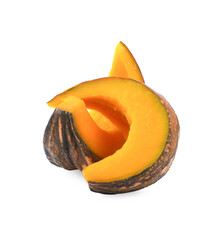 Thai dessert - Close up of Egg Custard in the pumpkin on white background.