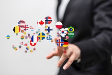 Global communication, international messaging and translation concept