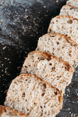 Sliced vegan bread, gluten-free and without animal products. bread, gluten-free and without animal products.