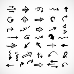 Fototapeta na wymiar Vector set of hand-drawn arrows, elements for presentation