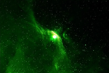 A beautiful, bright green nebula. Elements of this image were furnished by NASA.