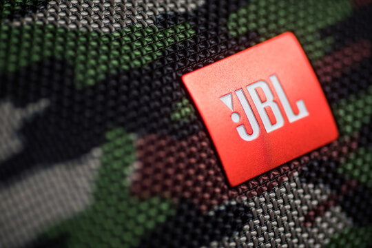 JBL logo on a portable speaker