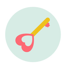 Heart Key Colored Vector Icon